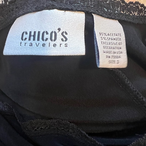 Chico’s Women’s Black Dress Midi 3/4 Sleeve Lace V Neck Size 3=XL - Picture 4 of 4